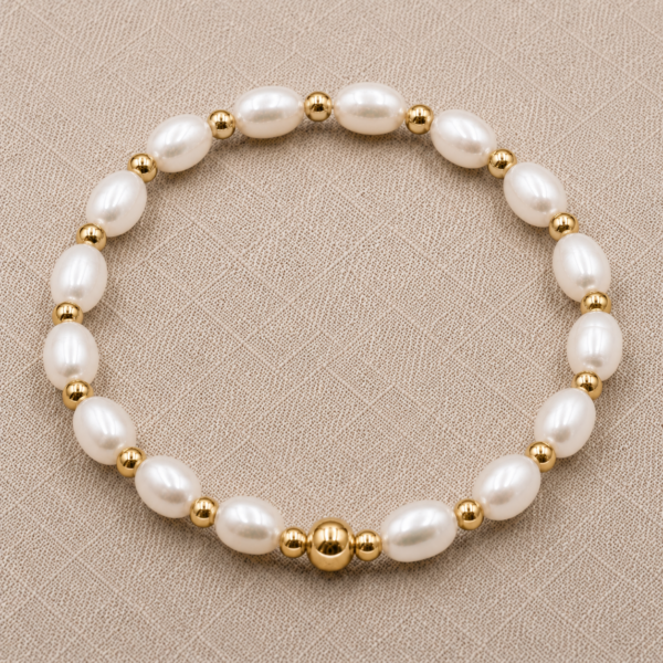 Perlenarmband „Flawless“ aus 925er Sterling Silber, goldplattiert