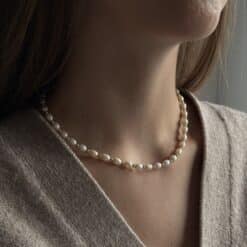 Flawless Perlenkette mit 925 Sterling Silber goldplattiert