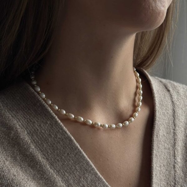 Perlenkette „Flawless“ aus 925er Sterling Silber, goldplattiert