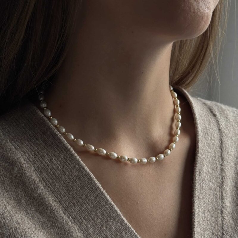 Perlenkette „Flawless“ aus 925er Sterling Silber, goldplattiert