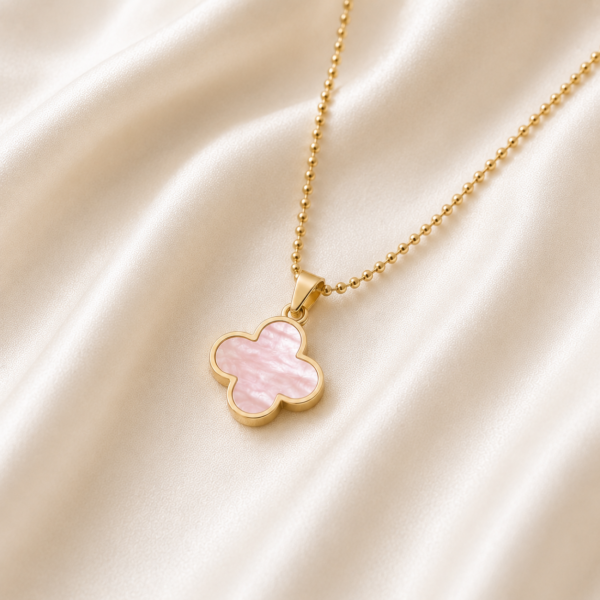 Kette „New York“ mit rosa Perlmutt aus 925er Sterling Silber, goldplattiert