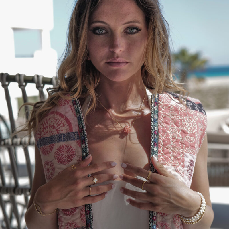 Alternative view of Kette "Berry Floretta" aus 925er Sterling Silber, goldplattiert, mit Edelstein