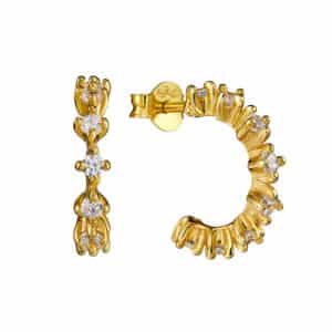 Halbcreolen „Isela“ mit Zirkonia aus 925er Sterling Silber, goldplattiert