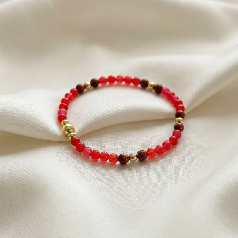 Kugelarmband "Antibes II" Edelstein mit 925, goldplattiert