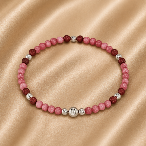Kugelfußkette "Antibes II" Edelstein mit 925 Sterling Silber