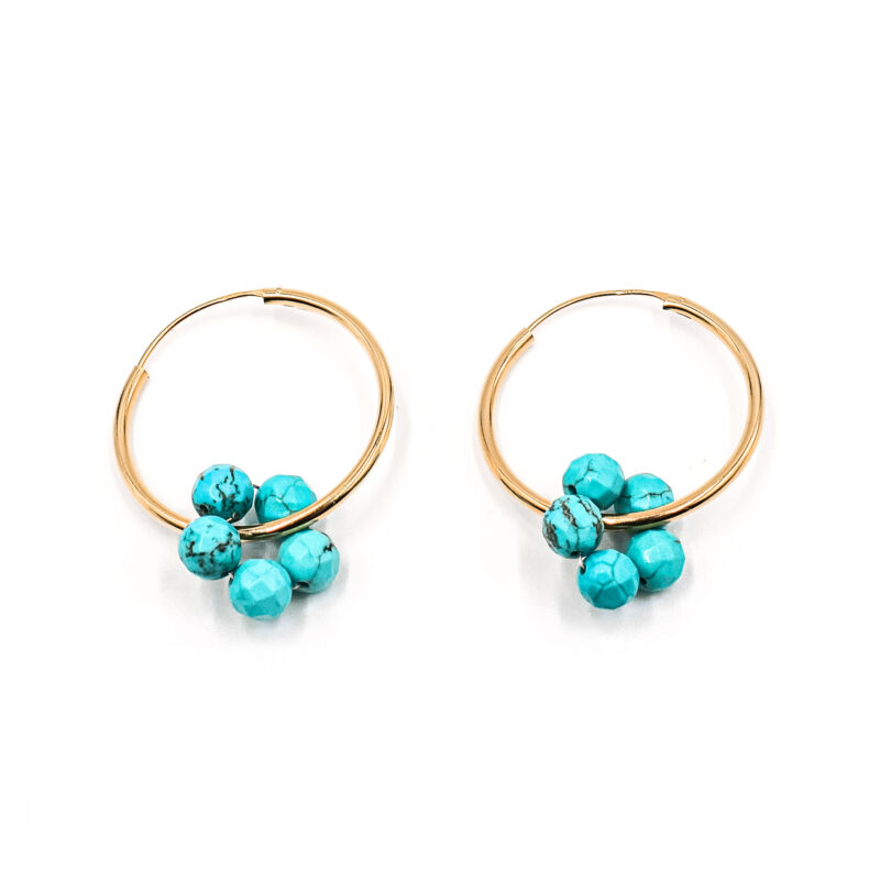 Creolen „Fleur Liviana“ mit Edelstein aus 925er Sterling Silber, goldplattiert