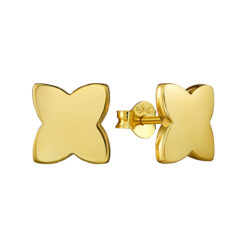 Ohrringe Ohrstecker Kleeblatt Florez groß 925 Sterling Silber goldplattiert