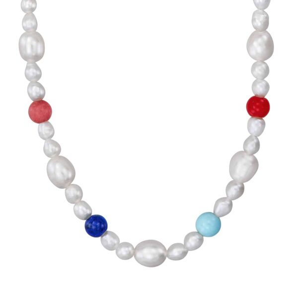 Alternative view of Perlen-Kugelkette „Lolana“ mit Edelstein aus 925er Sterling Silber, goldplattiert