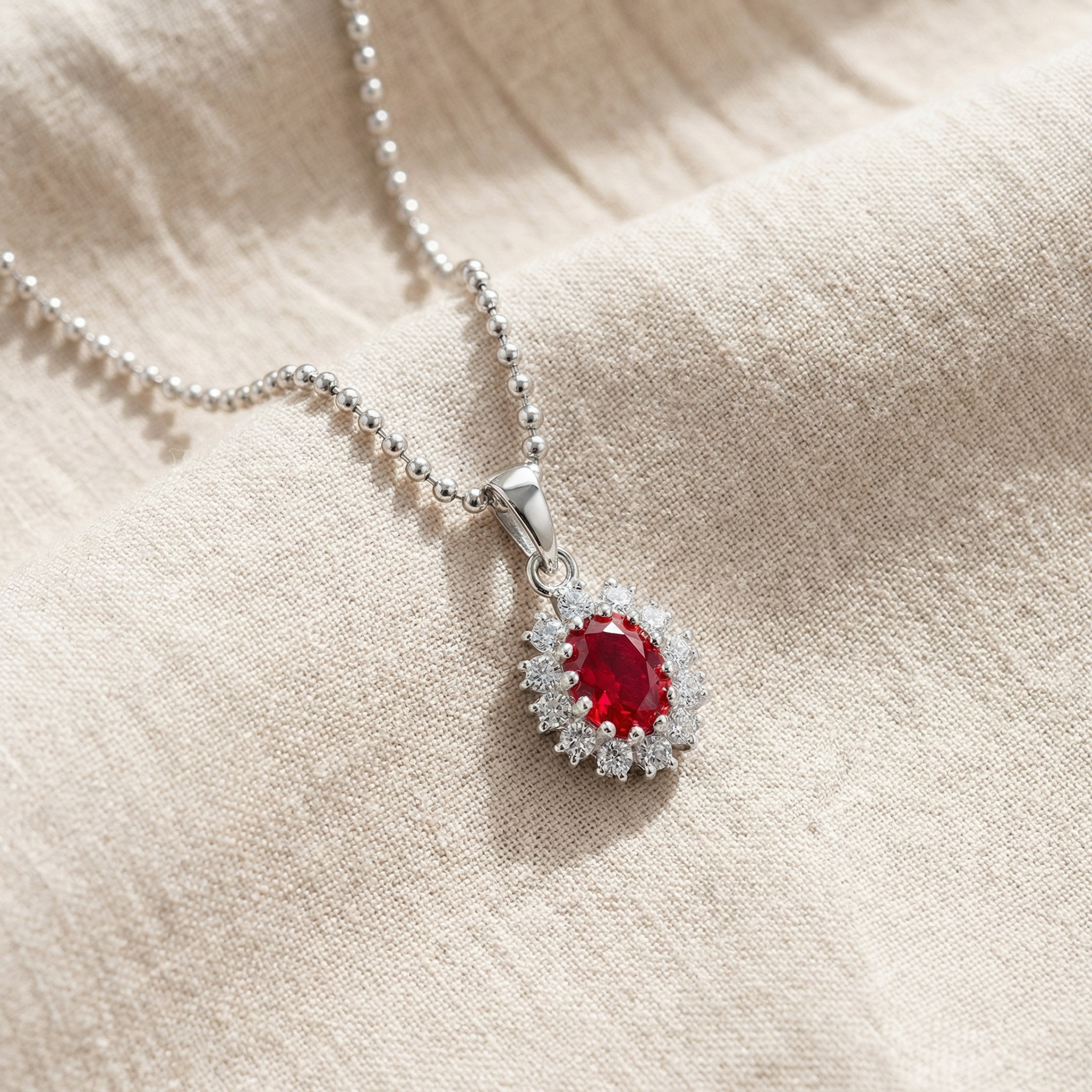 Kette "Princess" aus 925 Sterling Silber mit rotem Zirkonia