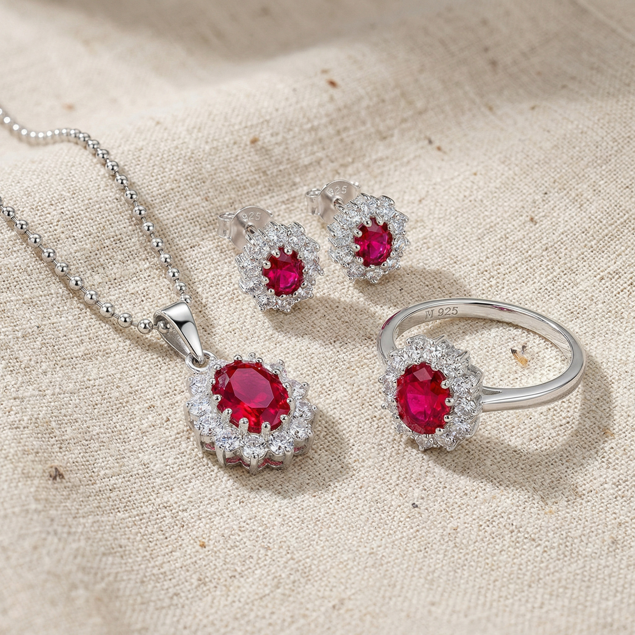 Kette "Princess" aus 925 Sterling Silber mit rotem Zirkonia – Bild 4