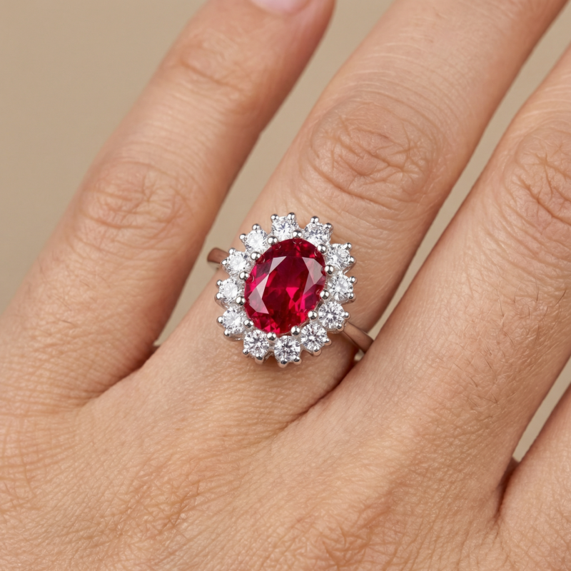 Alternative view of Ring "Princess" aus 925 Sterling Silber mit rotem Zirkonia