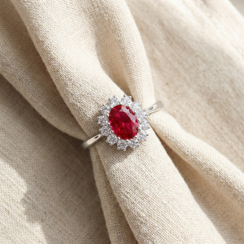 Ring "Princess" aus 925 Sterling Silber mit rotem Zirkonia