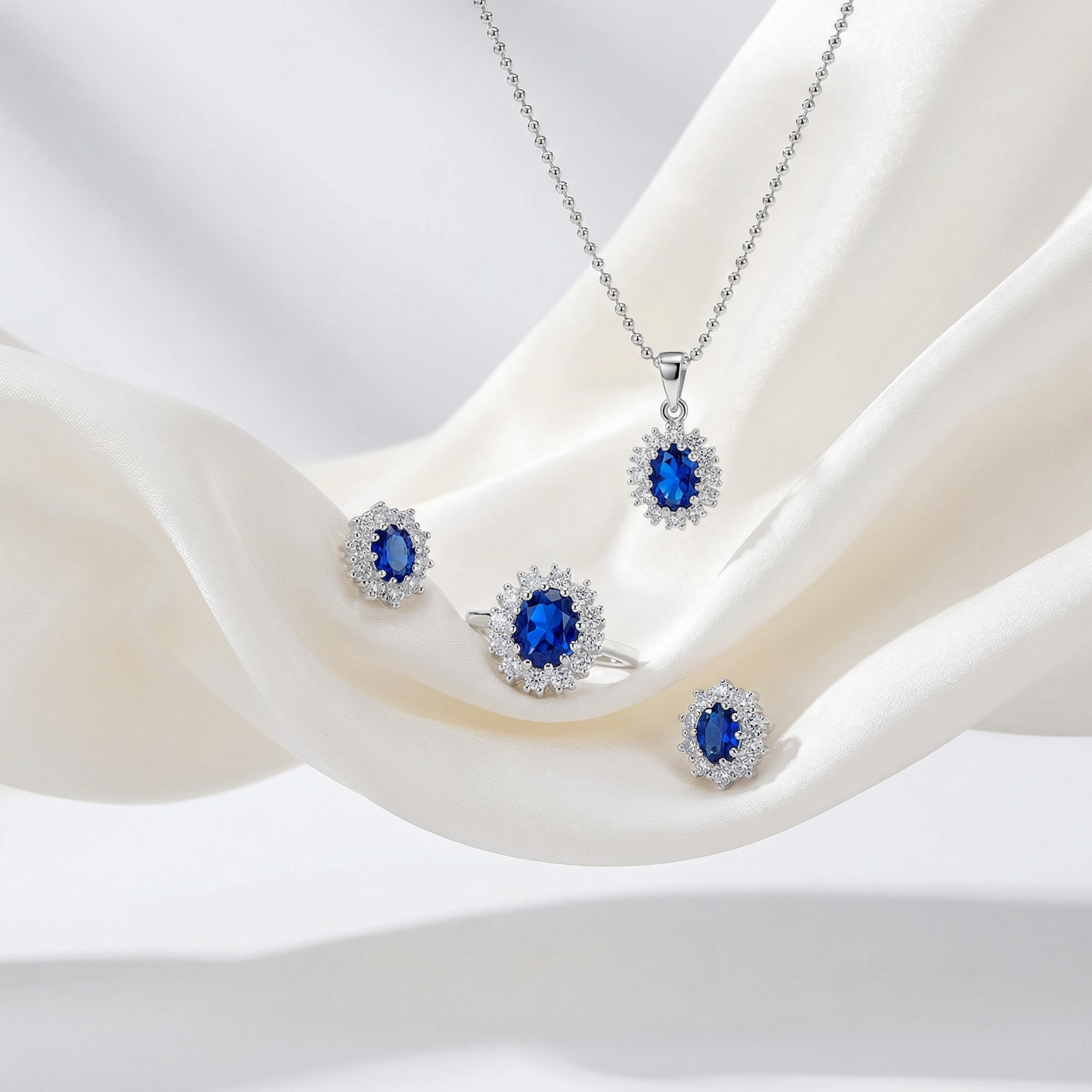 Kette "Princess" aus 925 Sterling Silber mit blauem Zirkonia – Bild 4