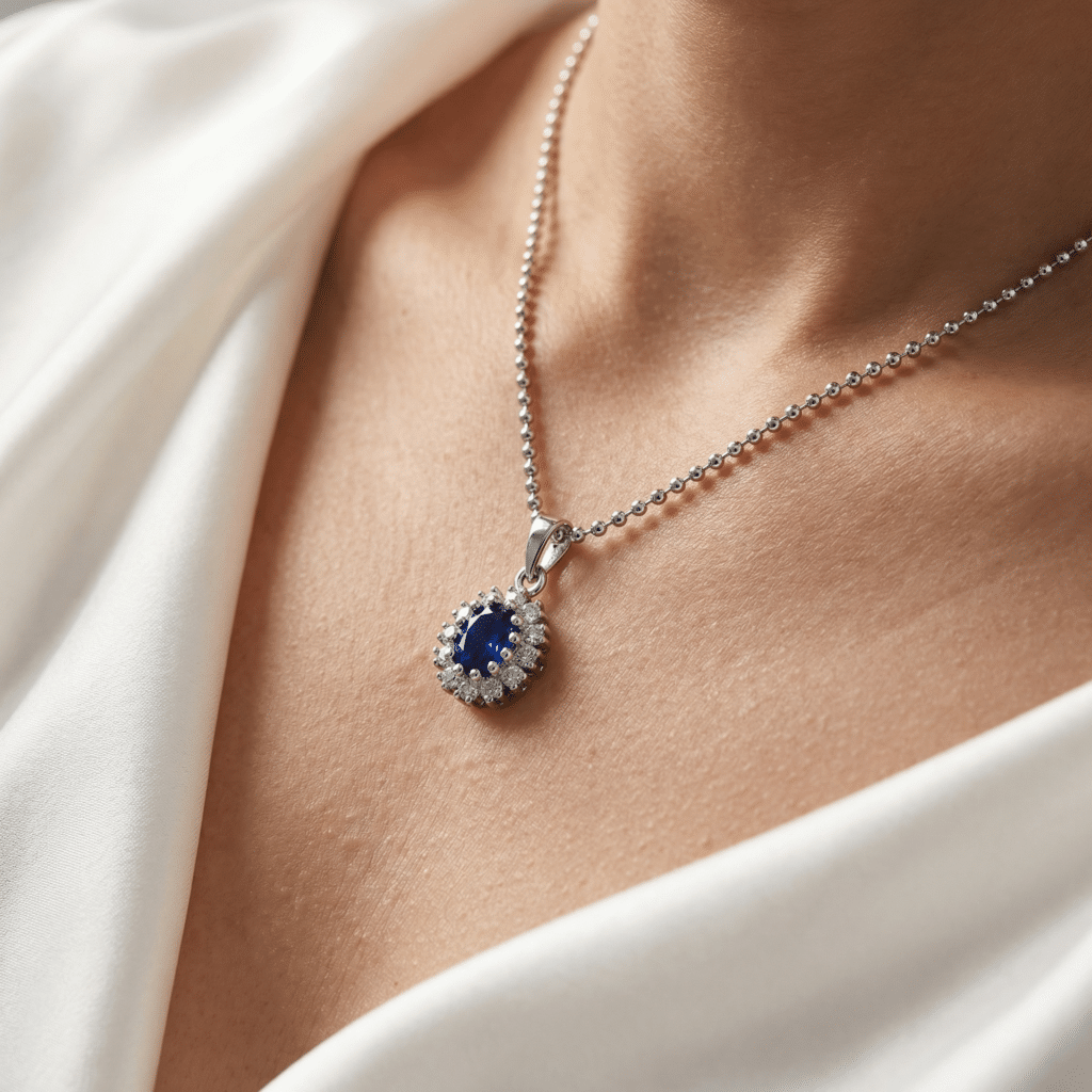 Kette "Princess" aus 925 Sterling Silber mit blauem Zirkonia