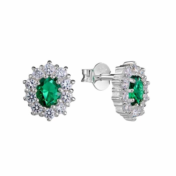Alternative view of Ohrringe "Princess" aus 925 Sterling Silber mit grünem Zirkonia