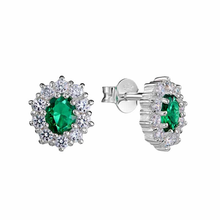 Alternative view of Ohrringe "Princess" aus 925 Sterling Silber mit grünem Zirkonia