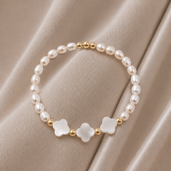 Perlenarmband „Arletta“ aus 925er Sterling Silber, goldplattiert