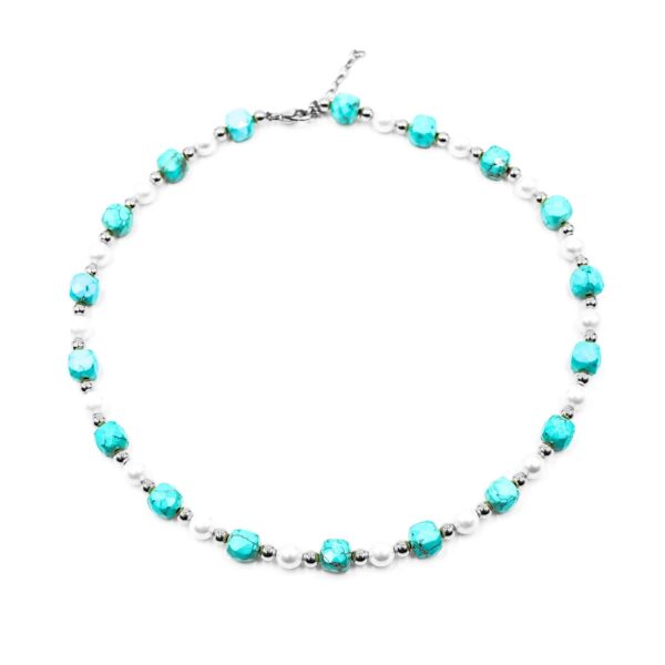 Perlen-Kugelkette „Gala“ mit Edelstein aus 925er Sterling Silber