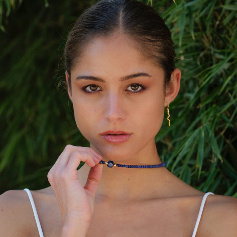 Alternative view of Marta Kugelkette Edelstein mit 925 Sterling Silber goldplattiert