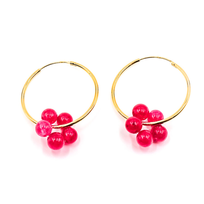 Creolen „Fleur Maia“ mit Edelstein aus 925er Sterling Silber, goldplattiert