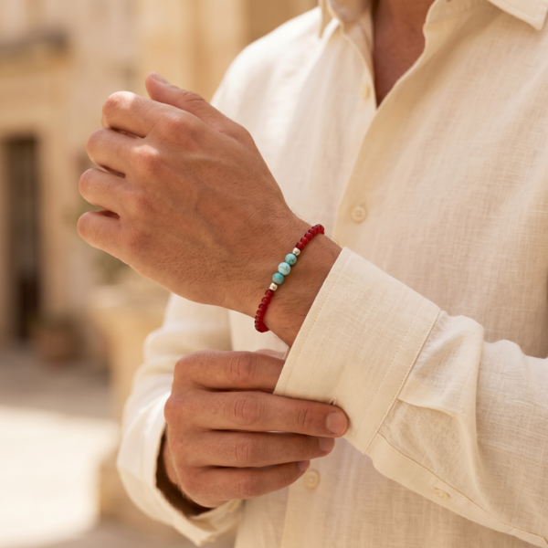 MEN Kugelarmband „Alonso“ mit Edelstein aus 925er Sterling Silber