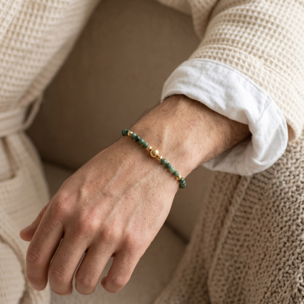 Kugelarmband „Bente“ mit Edelstein aus 925er Sterling Silber, goldplattiert