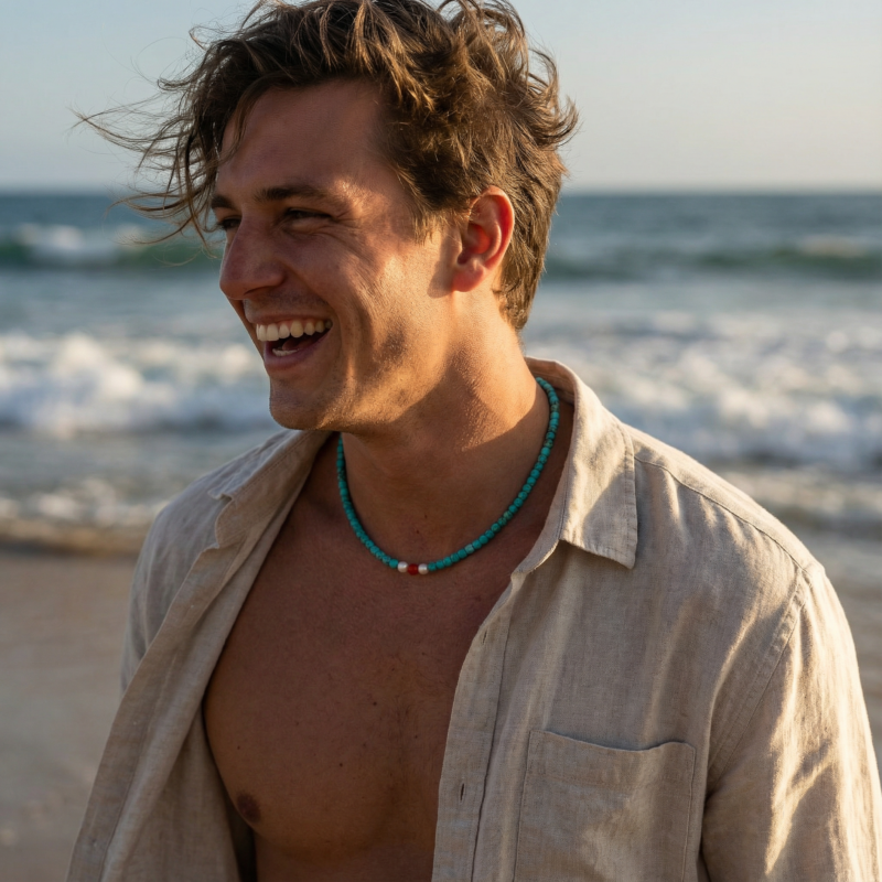 Alternative view of MEN Kugelkette „Baptiste“ mit Edelstein & 925er Sterling Silber