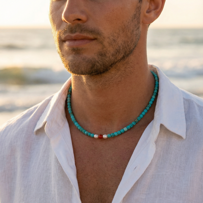 MEN Kugelkette „Baptiste“ mit Edelstein & 925er Sterling Silber