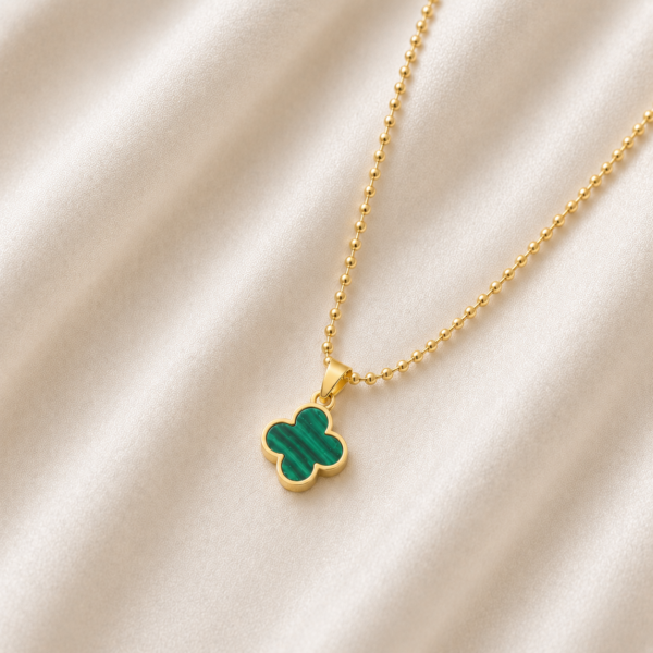 Kette „New York“ Mini mit Malachit aus 925er Sterling Silber, goldplattiert