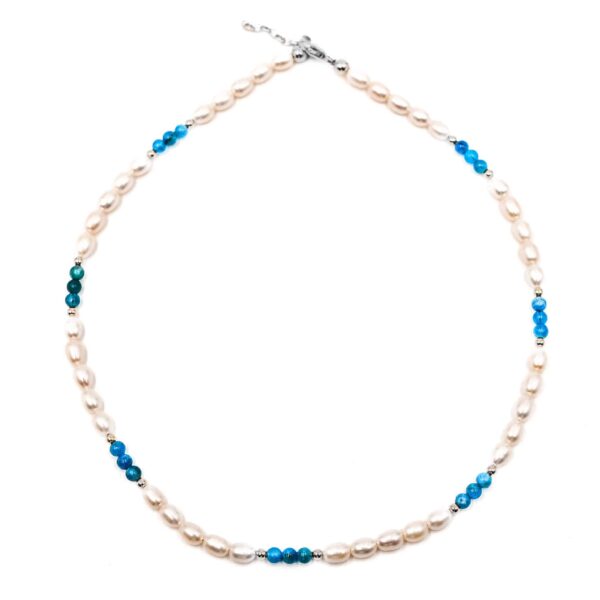 Perlen-Kugelkette „Miseno“ mit Edelstein aus 925er Sterling Silber