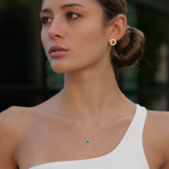 Alternative view of Kette New York Mini Malachit 925 Sterling Silber goldplattiert