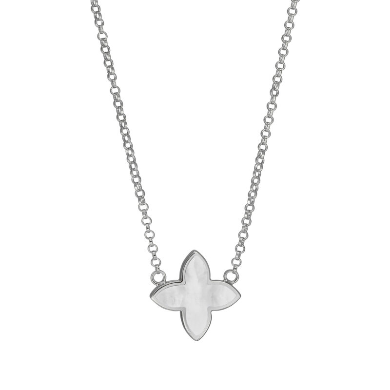 Alternative view of Kette „Coslada“ mit Perlmutt 1er-Blüte aus 925er Sterling Silber