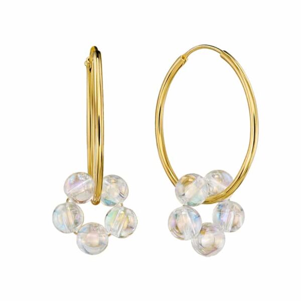 Creolen „Fleur Shiny“ mit Edelstein aus 925er Sterling Silber, goldplattiert