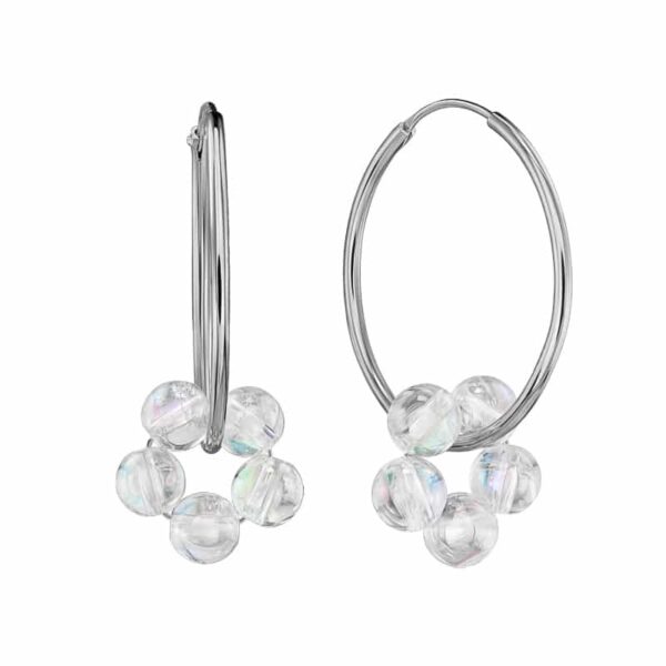 Creolen „Fleur Shiny“ mit Edelstein aus 925er Sterling Silber