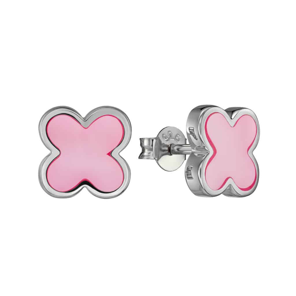 Ohrstecker „New York“ aus 925 Sterling Silber mit rosa Perlmutt