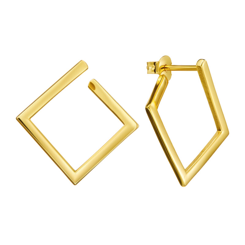 Quadrat-Ohrringe Ofelia 925 Sterling Silber goldplattiert