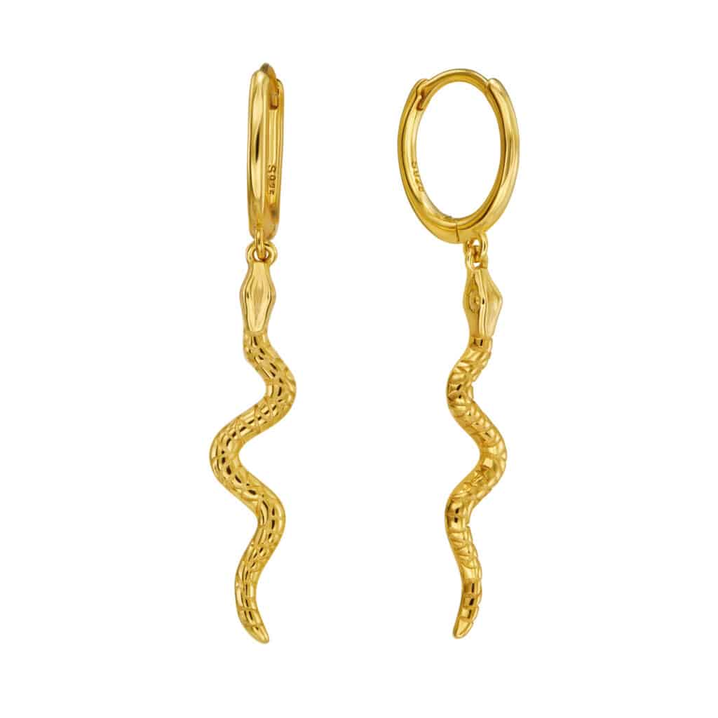 Ohrringe "Snake" aus 925 Sterling Silber, goldplattiert
