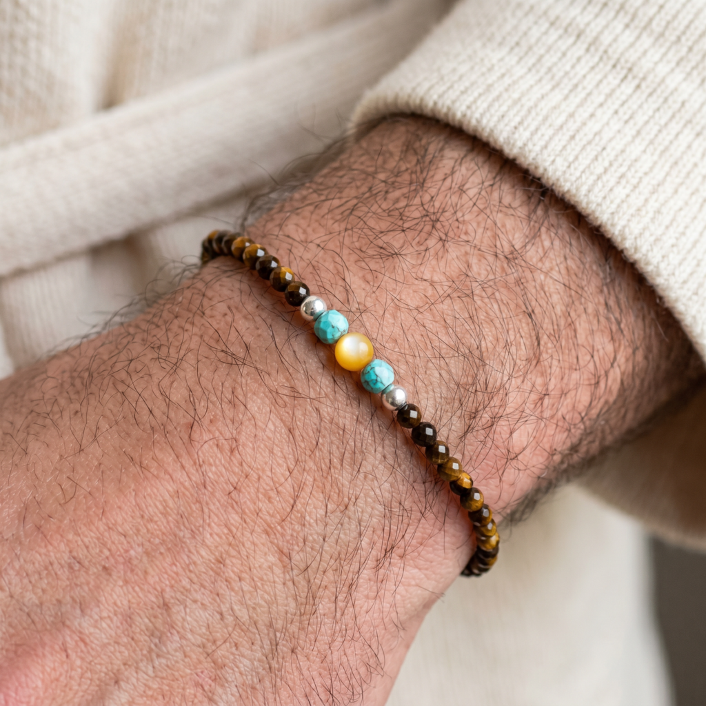 MEN Kugelarmband „Pedro“ mit Edelstein aus 925er Sterling Silber