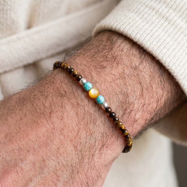 MEN Kugelarmband „Pedro“ mit Edelstein aus 925er Sterling Silber