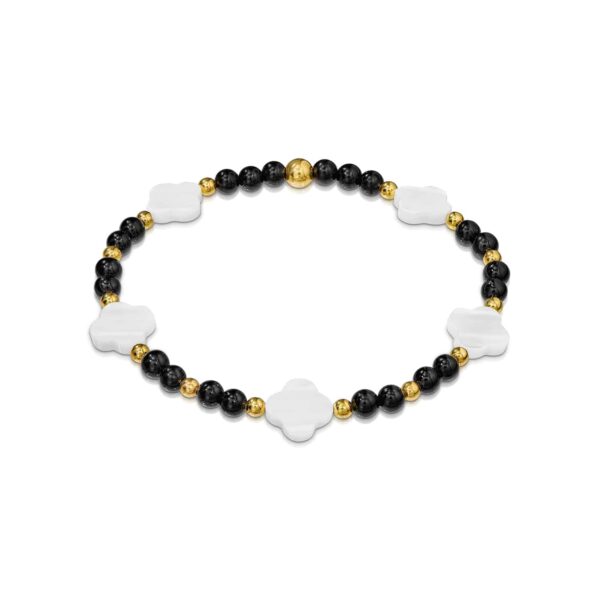 Ernestina Perlmutt Kleeblattarmband mit 925 Sterling Silber goldplattiert
