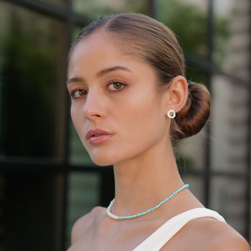 Kugelkette „Jacinta“ mit Edelstein aus 925er Sterling Silber