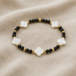 Armband „Ernestina“ aus 925 Sterling Silber, goldplattiert, mit Perlmutt
