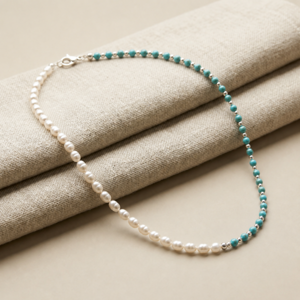 Kugelkette „Jacinta“ mit Edelstein aus 925er Sterling Silber