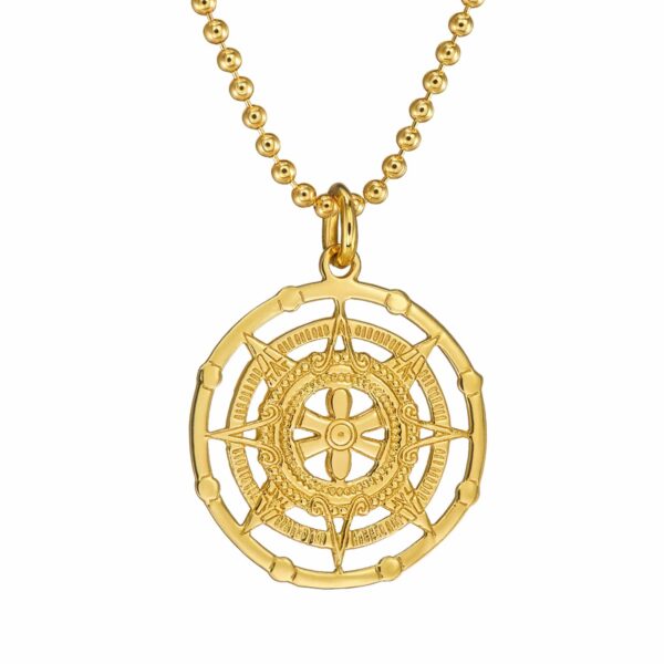 Kette Vada Kompass 925 Sterling Silber goldplattiert