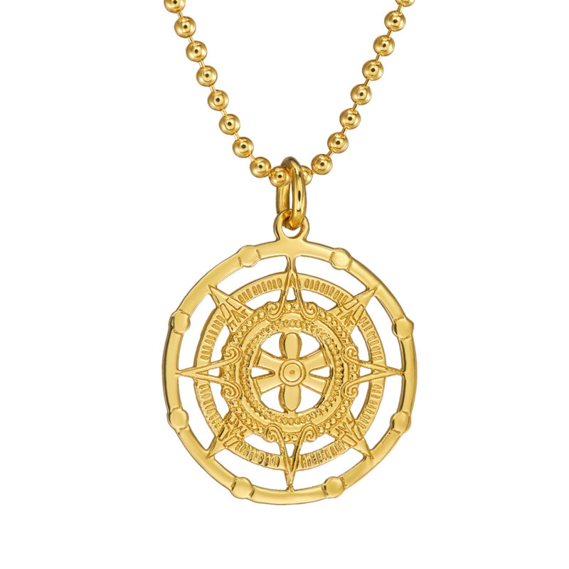 Kette Vada Kompass 925 Sterling Silber goldplattiert