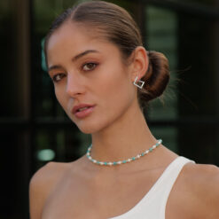 Gala2 Perlen Kugelkette Edelstein mit 925 Sterling Silber