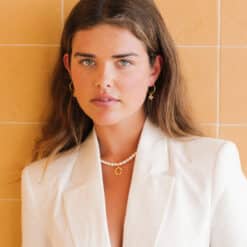 Alternative view of Paros Kugelkette Süsswasserperlen mit 925 Sterling Silber goldplattiert