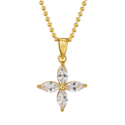 Kette Kleeblatt Eleni 925 Sterling Silber goldplattiert Zirkonia