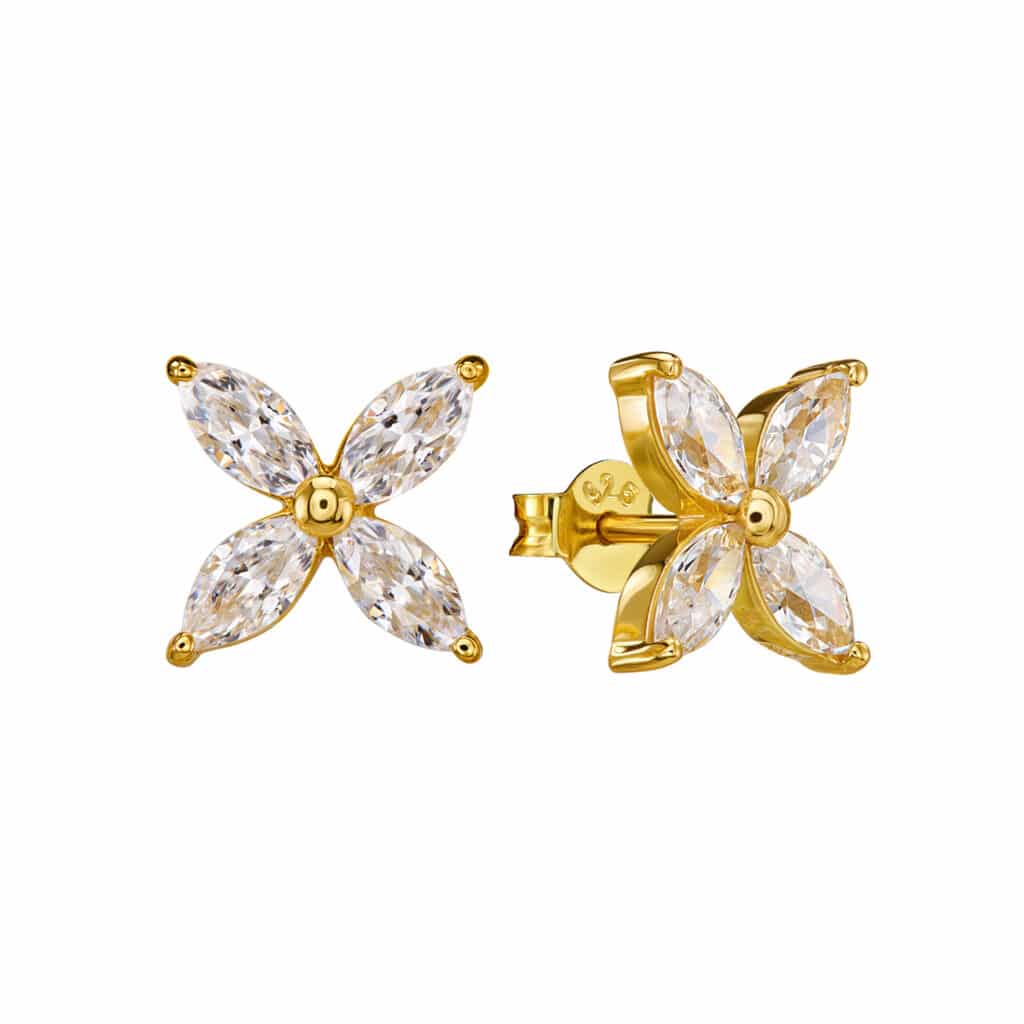 Ohrringe „Eleni“ (klein) aus 925er Sterling Silber, goldplattiert & Zirkonia