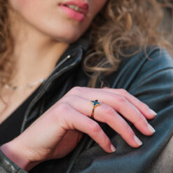 Alternative view of Ring Coslada Onyx 925 Sterling Silber goldplattiert